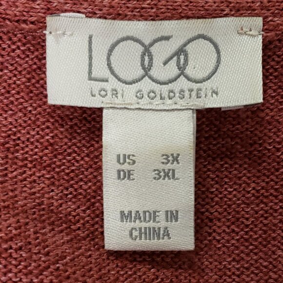 Logo Lori Goldstein Womens Boho Linen Cardigan Size 3X Red Lace Trim Feminine - Picture 4 of 10